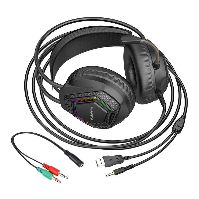Накладные наушники Borofone BO105 Thunder 3.5mm+USB (Black) в магазине vchehle.ua