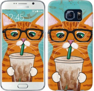 Чехол Зеленоглазый кот в очках для Samsung Galaxy S6 G920