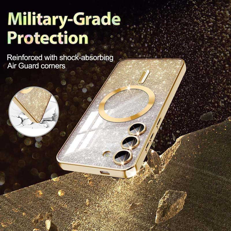 Фото TPU чохол Delight case with Magnetic Safe з захисними лінзами на камеру на Samsung Galaxy S22 (Золотий / Gold) в маназині vchehle.ua