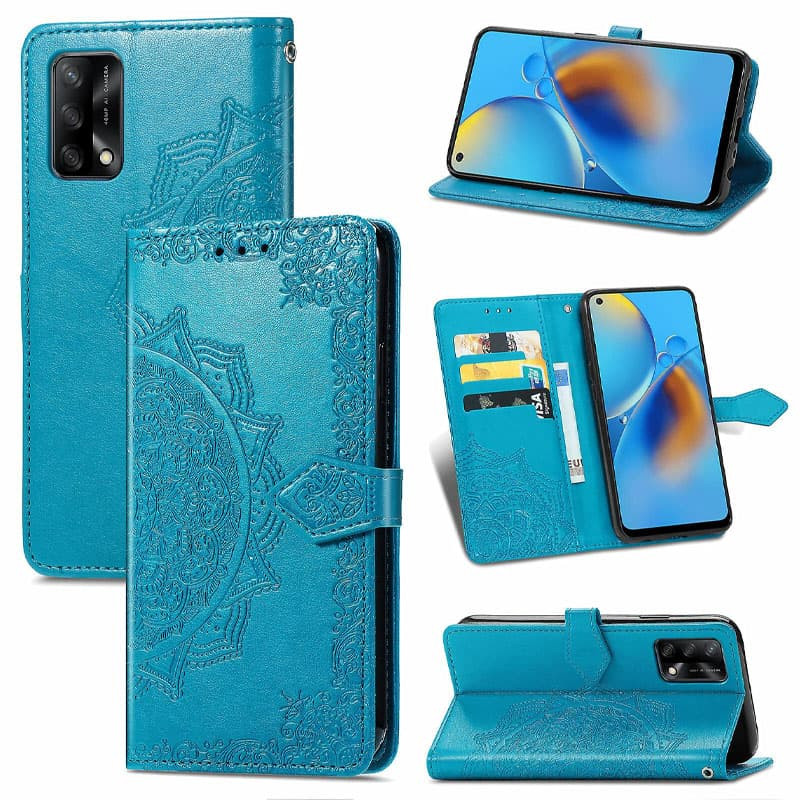 Купить Кожаный чехол (книжка) Art Case с визитницей для Oppo A74 4G (Синий) на vchehle.ua