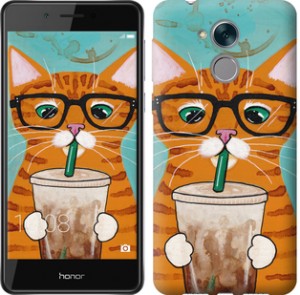 Чохол Зеленоокий кіт в окулярах на Huawei Honor 6C Pro