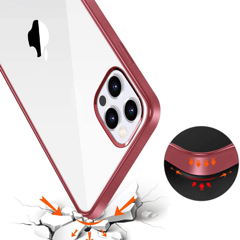 Фото Прозорий силіконовий чохол з глянцевою окантовкою на iPhone 12 Pro (Царапина / Rose Gold) в маназині vchehle.ua