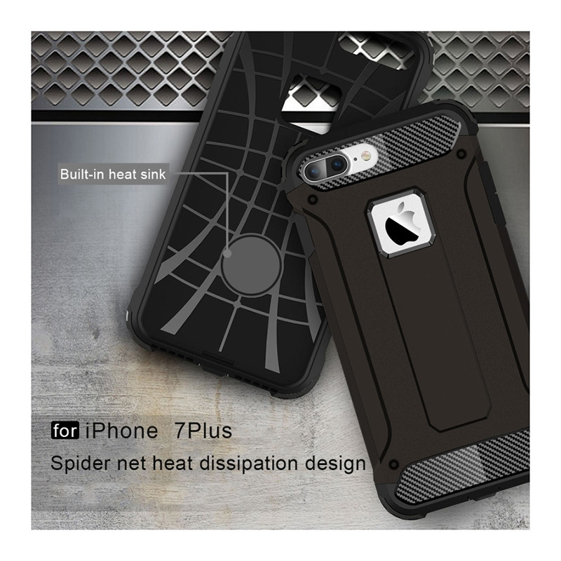 Фото Бронированный противоударный TPU+PC чехол Immortal для Apple iPhone 7 plus / 8 plus (5.5") (Черный) на vchehle.ua