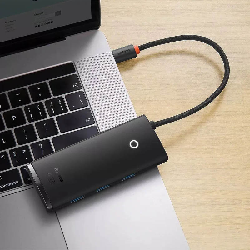 Купить Переходник HUB Baseus Lite Series 5in1 (Type-C to HDMI + 3xUSB 3.0 + PD) (WKQX04) (Черный) на vchehle.ua