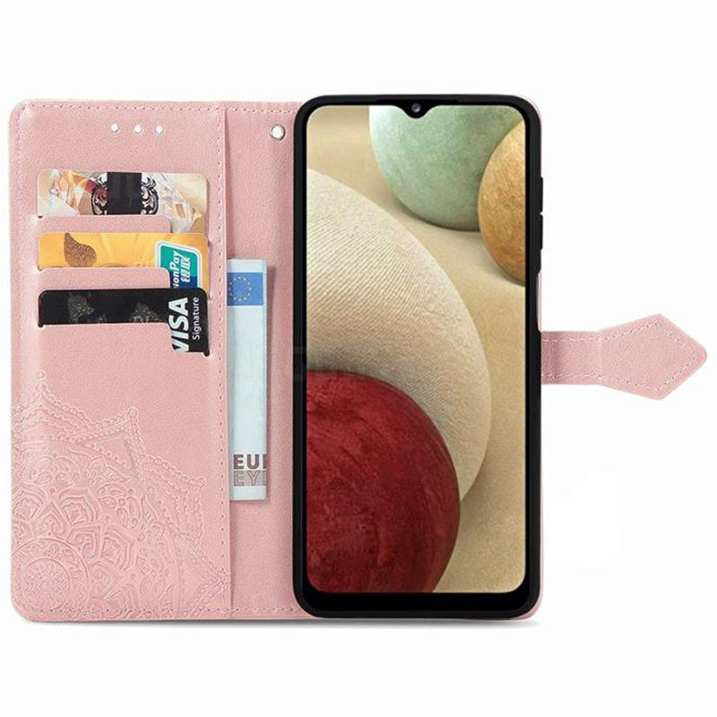 Шкіряний чохол (книжка) Art Case з візитницею на Samsung Galaxy A12 / M12 (Рожевий) в магазині vchehle.ua