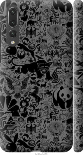 Чохол Чорно-сірий стікер бомбинг на Huawei P20 Pro
