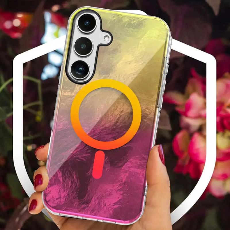 Фото Чехол TPU Shiny Mountain (MagFit) для Samsung Galaxy S24 (Yellow / Pink) в магазине vchehle.ua