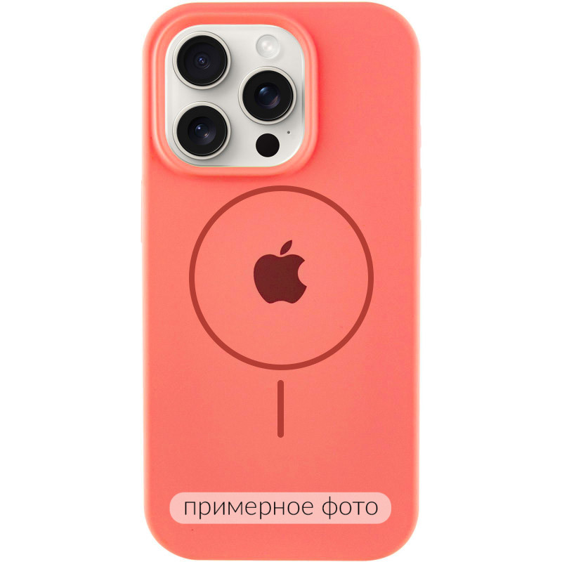 Чохол Silicone Case Full Protective (AA) with Magnetic Safe на Apple iPhone 14 (6.1") (Кавуновий / Watermelon red)