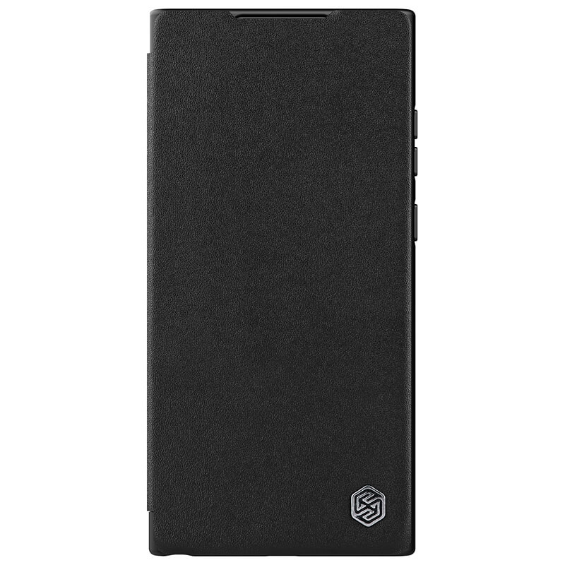 Кожаный чехол-книжка Nillkin Qin Pro Plain Camshield для Samsung Galaxy S22 Ultra (Черный)