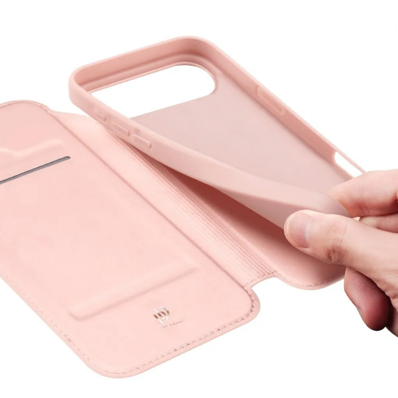 Чехол-книжка Dux Ducis с карманом для визиток для Apple iPhone 17 Air (6.5") (Rose Gold) в магазине vchehle.ua