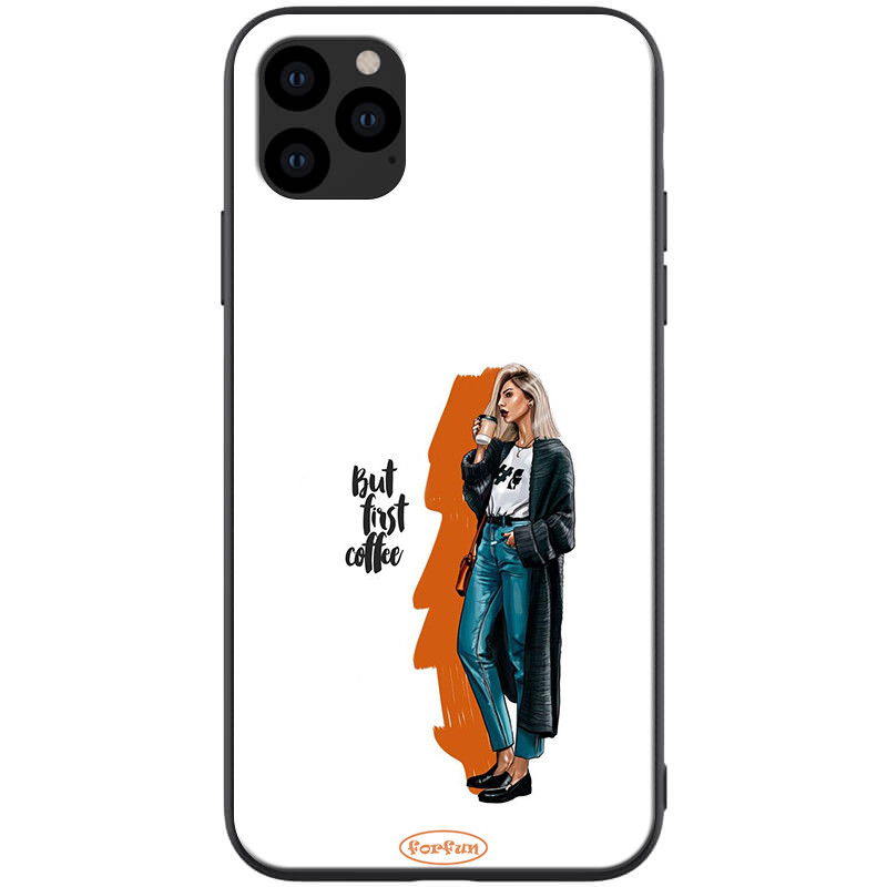 

TPU+PC чехол ForFun для Apple iPhone 11 Pro (5.8") (But first coffee / белый) 788475