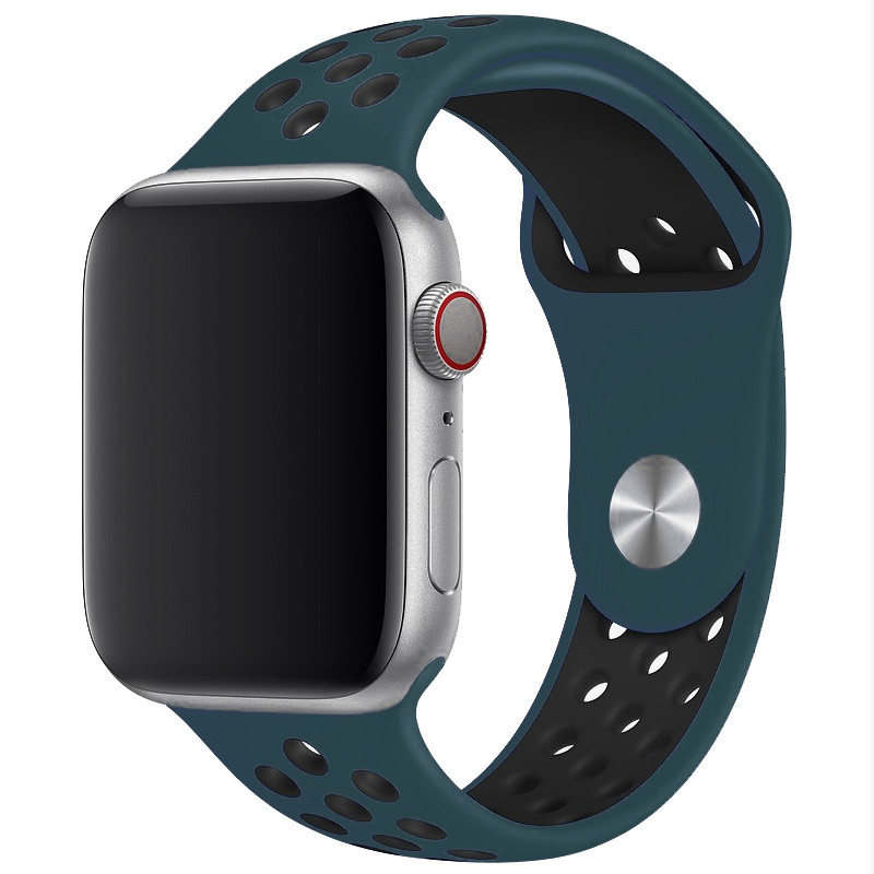 Силиконовый ремешок Sport+ для Apple Watch 38/40/41/42mm(ser.10) (Pine Green / Black)