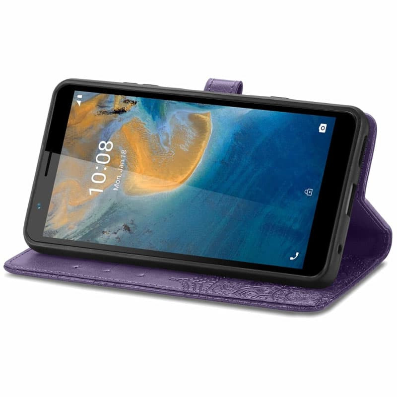 Кожаный чехол-книжка Art Case с визитницей для ZTE Blade A31 (Фиолетовый) в магазине vchehle.ua