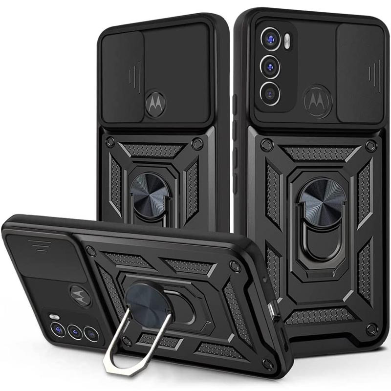 Ударостійкий чохол Camshield Serge Ring на Motorola Moto G60 (Чорний)