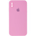 Чохол Silicone Case Square Full Camera Protective (AA) на Apple iPhone XS / X (5.8") (Рожевий / Light pink)