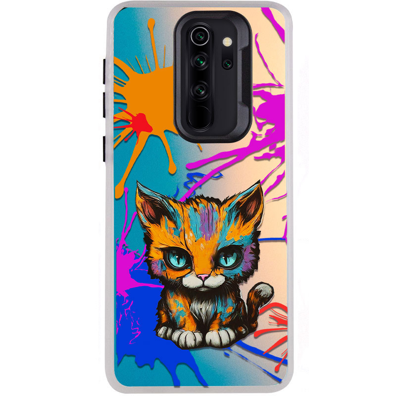 TPU+PC чохол TakiTaki Graffiti magic glow на Xiaomi Redmi Note 8 Pro (Dark cat / Pink / Purple)