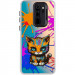 TPU+PC чохол TakiTaki Graffiti magic glow на Xiaomi Redmi Note 8 Pro (Dark cat / Pink / Purple)