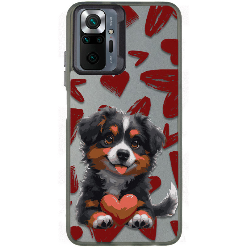 TPU+PC чехол TakiTaki Love magic glow для Xiaomi Redmi Note 10 Pro / 10 Pro Max (Lovely dog / Black)