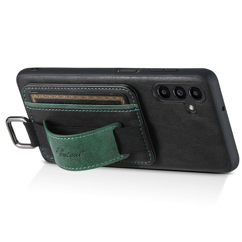 Кожаный чехол Wallet case and straps для Samsung Galaxy S24 (Черный / Black) в магазине vchehle.ua