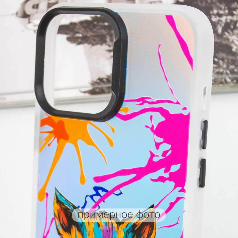 Купить TPU+PC чехол TakiTaki Graffiti magic glow для Samsung Galaxy A53 5G (Dark cat / Pink / Purple) на vchehle.ua