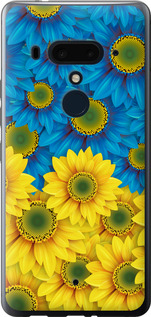 Чехол Жёлто-голубые цветы для HTC U12 Plus