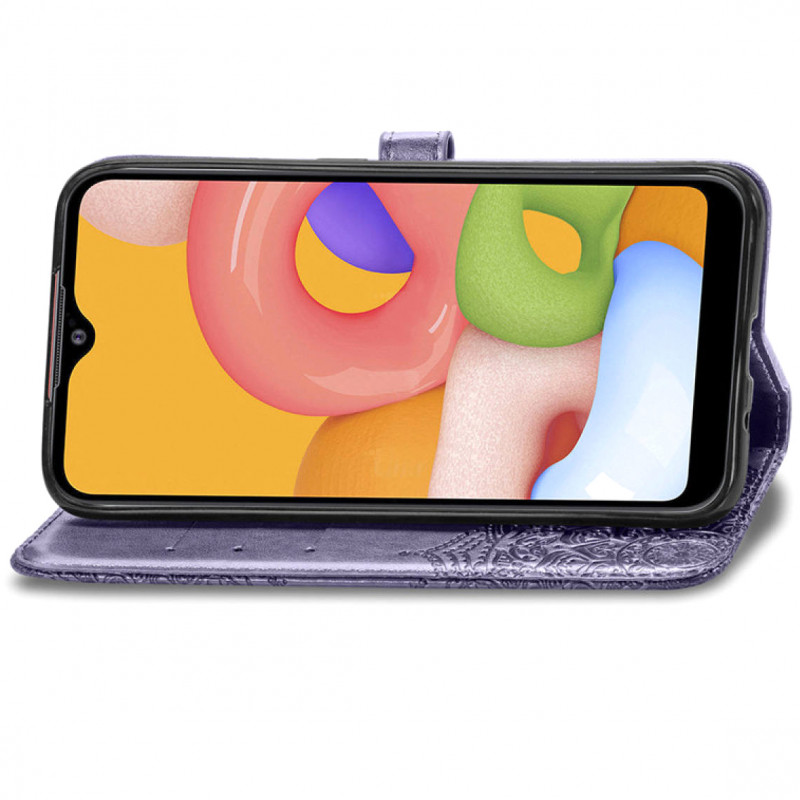 Кожаный чехол-книжка Art Case с визитницей для Samsung Galaxy A01 (Фиолетовый) в магазине vchehle.ua