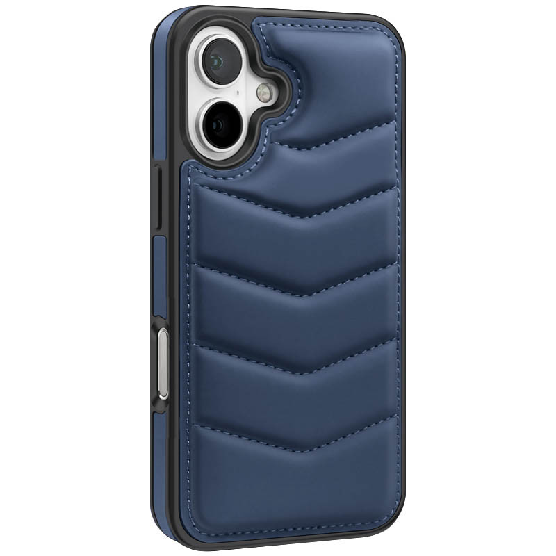 Фото Шкіряна накладка Puffer with Magnetic Safe на Apple iPhone 16 (6.1") (Blue) на vchehle.ua