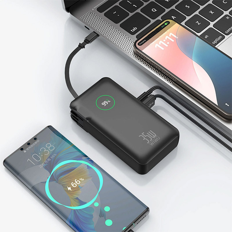 Портативний ЗП Power Bank WIWU Wi-P049 PD20W with cable 10000 mAh (Black) в магазині vchehle.ua