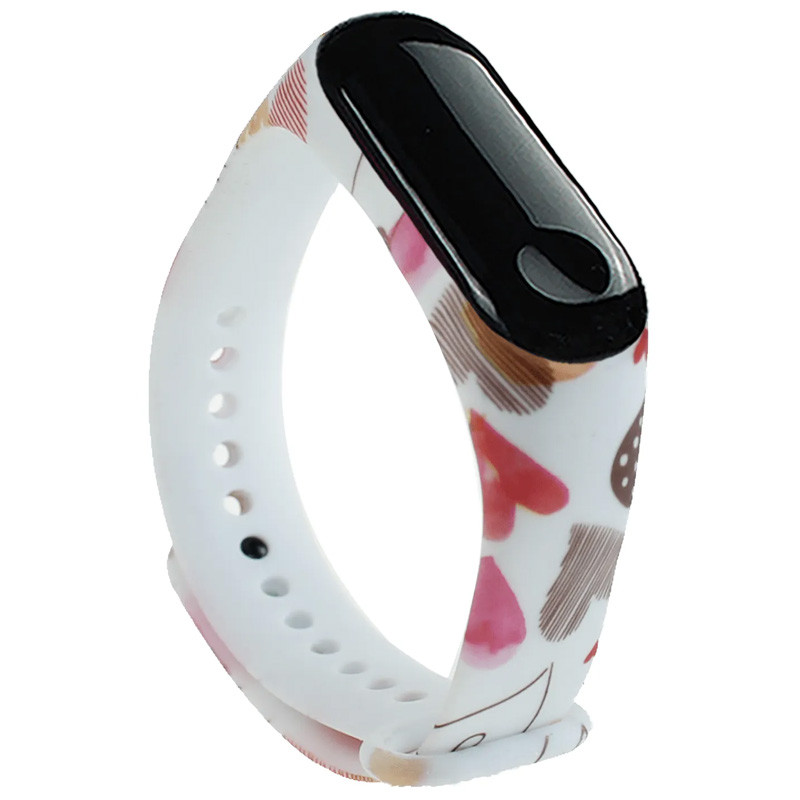 

Силіконовий ремінець з малюнком для Xiaomi Mi Band 5 / 6 (Серця малюнок / Білий) 926004