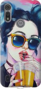 Чехол Арт-девушка в очках для Motorola E6s