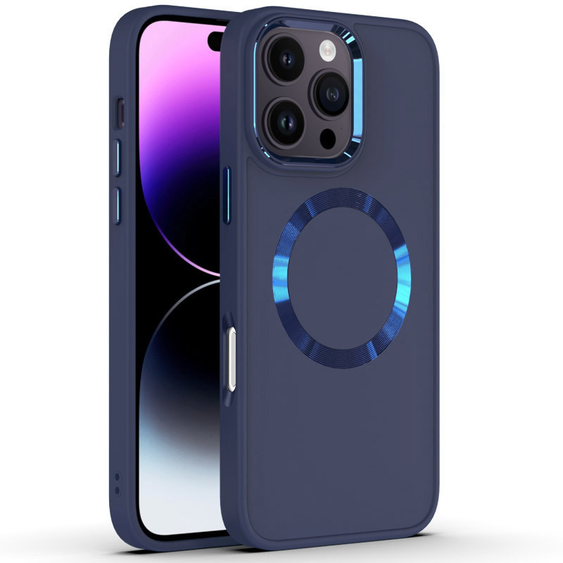 TPU чехол Bonbon Metal Style with Magnetic safe для Apple iPhone 16 Pro Max (6.9") (Синий / Cosmos Blue)