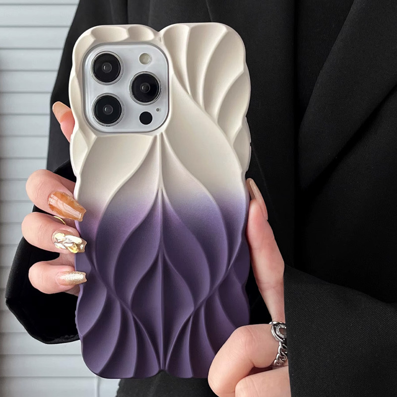 Фото TPU чехол Leaf для Apple iPhone 16 Pro (6.3") (White / Purple) на vchehle.ua