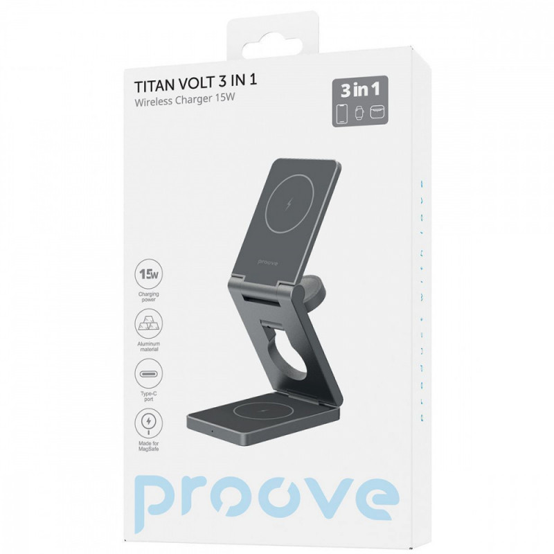 Фото БЗУ Proove Titan Volt 3in1 (Gray) в магазине vchehle.ua