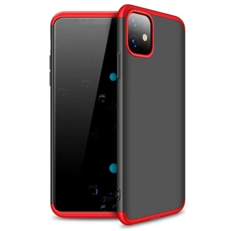 Пластиковая накладка GKK LikGus 360 градусов (opp) для Apple iPhone 11 (6.1") (Черный / Красный)