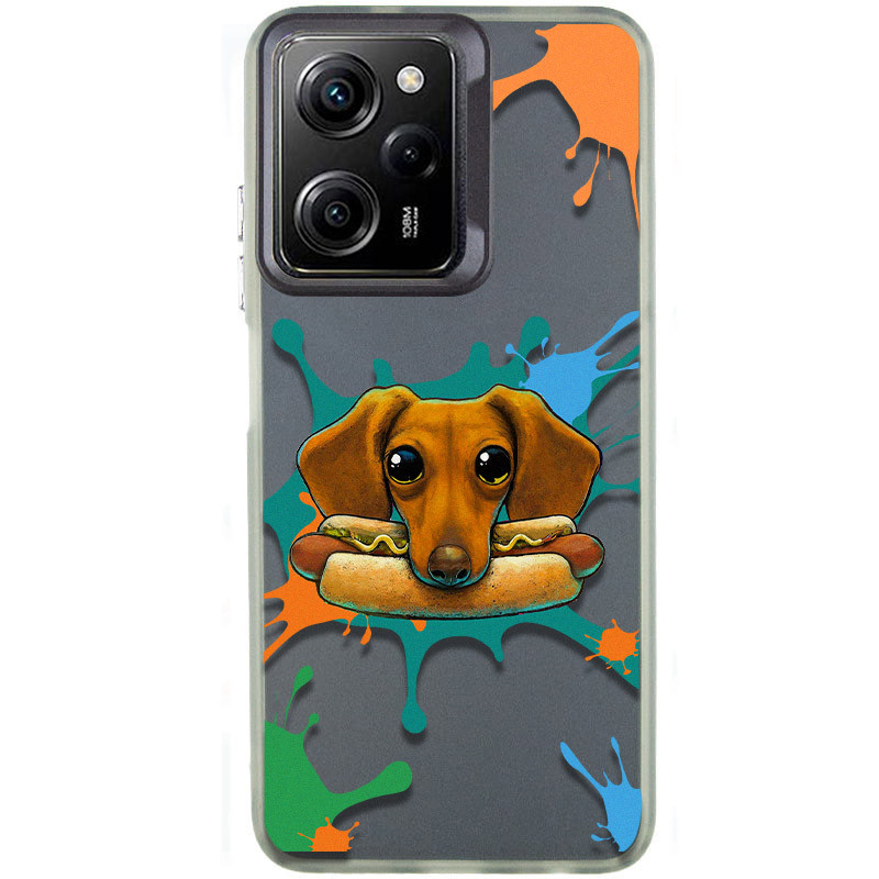 TPU+PC чохол TakiTaki Graffiti magic glow на Xiaomi Poco X5 Pro 5G / Note 12 Pro 5G (Sausage dog / Black)