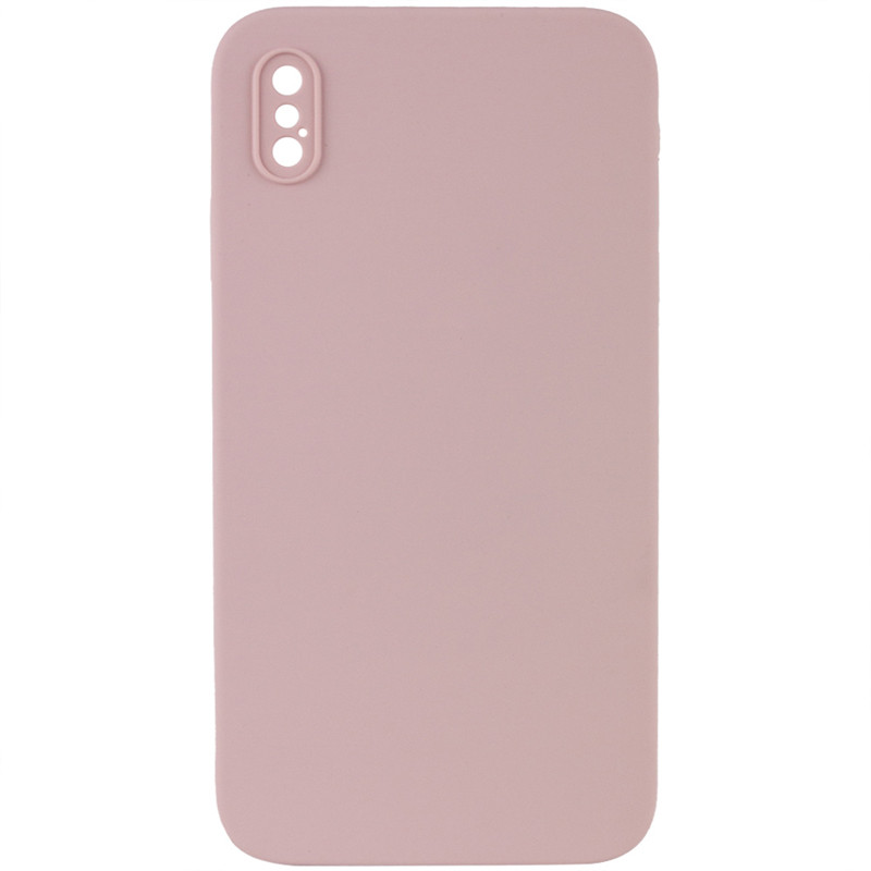 Silicone Case Square Full Camera Protective (AA) NOLOGO для Apple iPhone X / XS (5.8") (Розовый / Pink Sand)