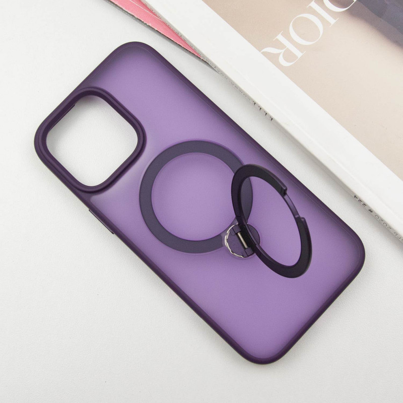 Фото TPU+PC чехол Metal Buttons with Magnetic Safe Colorful HQ Ring для Apple iPhone 14 Pro Max (6.7") (Purple) в магазине vchehle.ua