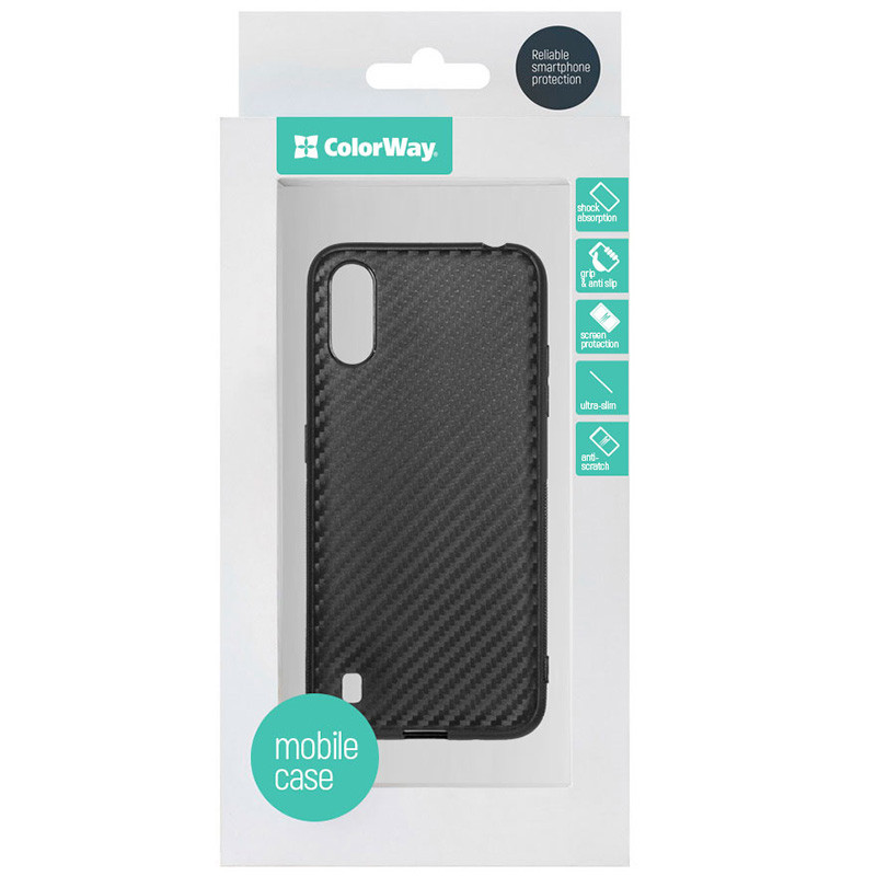 Фото TPU чохол Epic Carbon на Samsung Galaxy A01 (Чорний) в маназині vchehle.ua