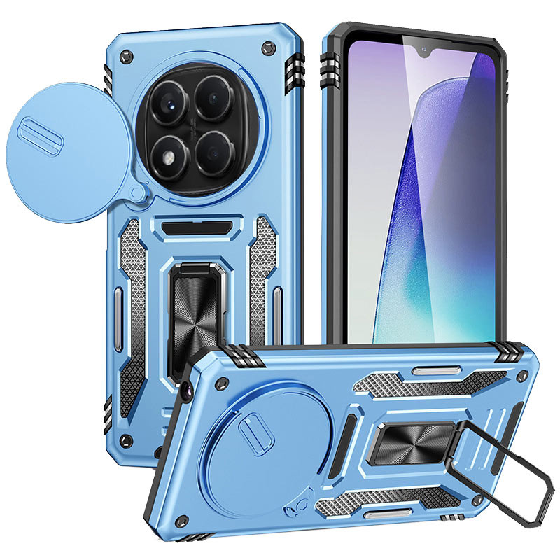 Ударопрочный чехол Camshield Army Ring для Xiaomi Redmi Note 14 Pro 4G (Голубой / Light Blue)