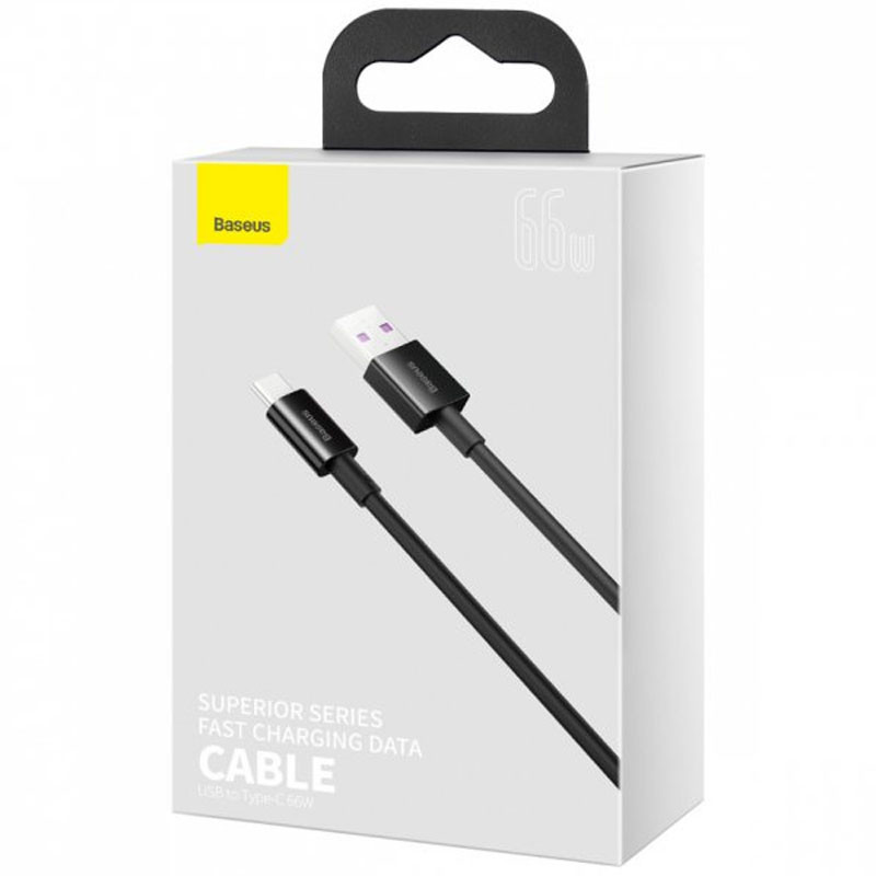 Фото Дата кабель Baseus Superior Series Fast Charging USB to Type-C PD 66W (2m) (CATYS-A) (Чорний) в маназині vchehle.ua