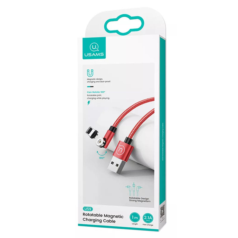 Фото Дата кабель USAMS US-SJ472 U59 Lightning Rotatable Magnetic (1m) (Красный) в магазине vchehle.ua