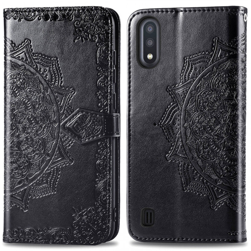 Фото Кожаный чехол (книжка) Art Case с визитницей для Samsung Galaxy A01 (Черный) на vchehle.ua