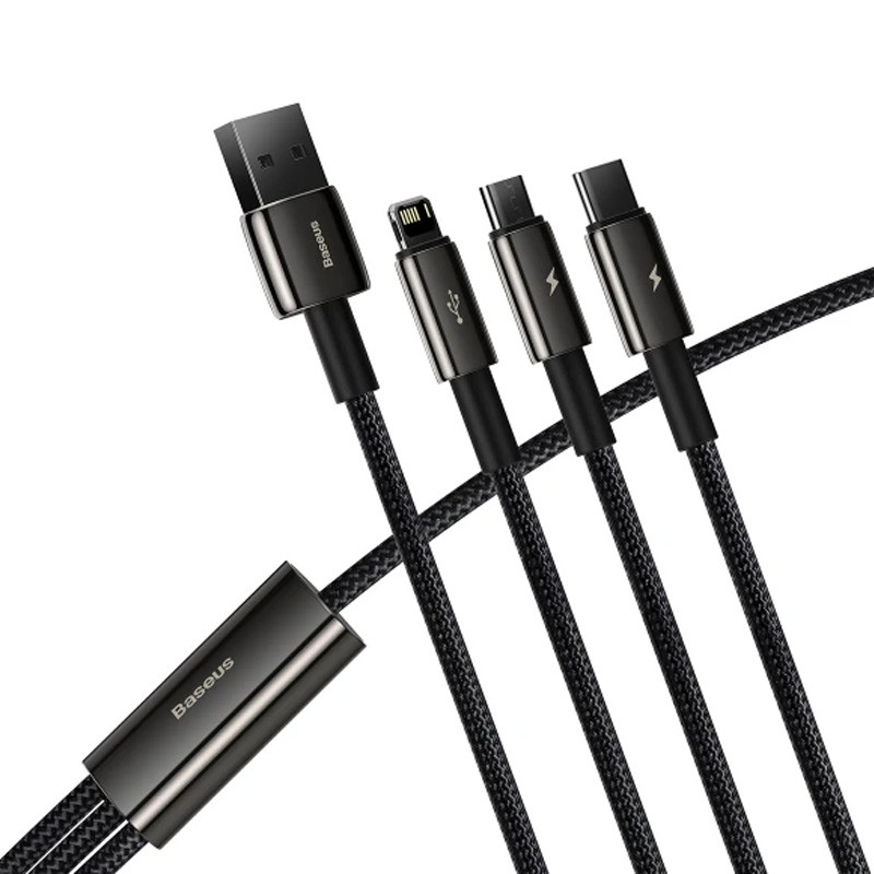 Заказать Дата кабель Baseus Tungsten Gold USB to 3in1 3.5A (1.5m) (CAMLTWJ-0) (Black) на vchehle.ua