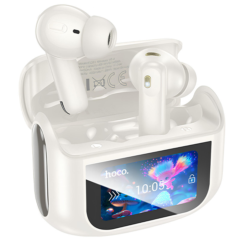Бездротові навушники TWS Hoco EQ21 Sandy with Touch Screen ANC+ENC (Cloudy white)