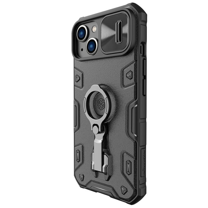 TPU+PC чохол Nillkin CamShield Armor Pro no logo (шторка на камеру) на Apple iPhone 14 / 13 (6.1") (Чорний) в магазині vchehle.ua