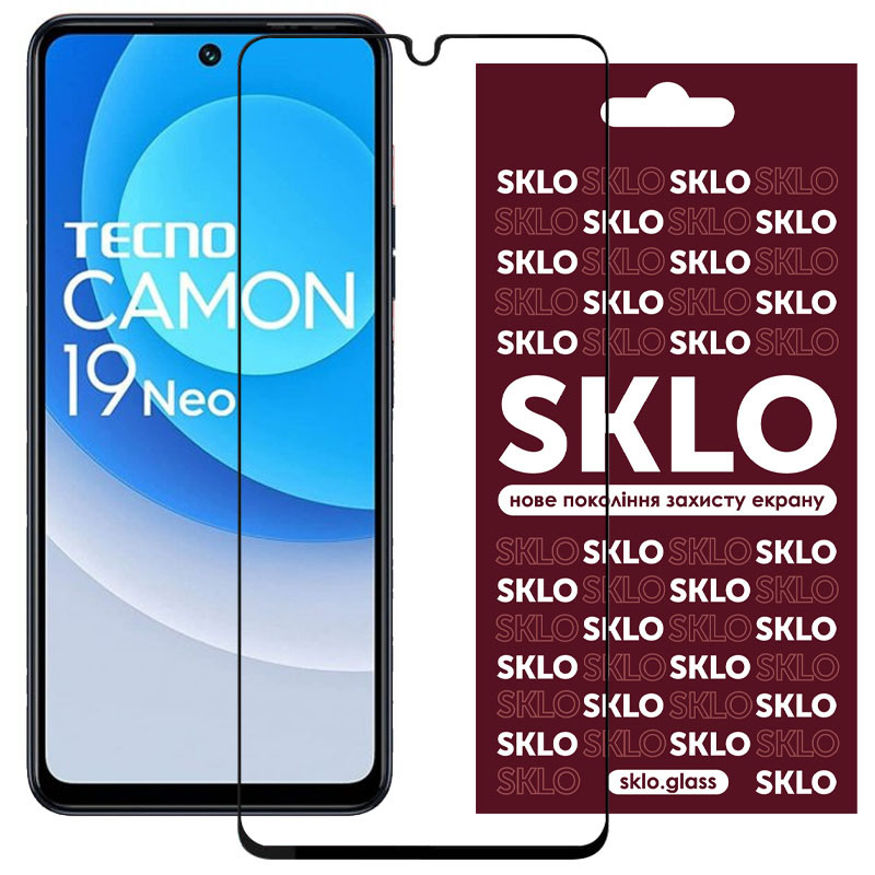 Захисне скло SKLO 3D на TECNO Camon 19 (CI6n) / 19 Pro (CI8n) (Чорний)