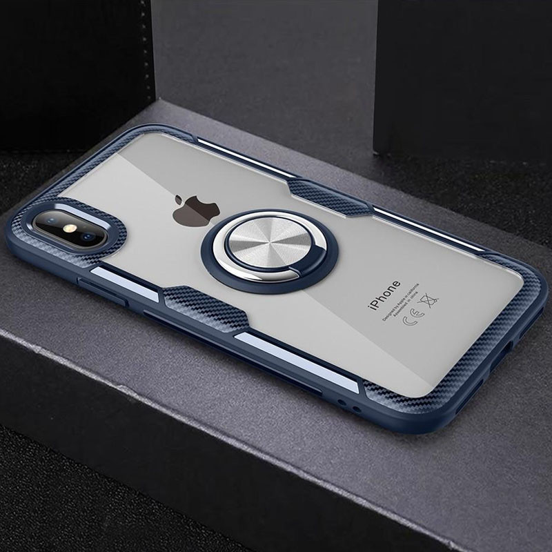 

TPU+PC чохол Deen CrystalRing for Magnet (opp) для iPhone XS (5.8") (Прозорий / Темно синій) 908391