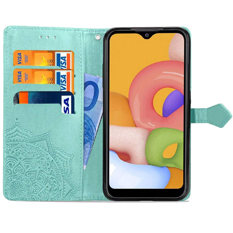 Шкіряний чохол-книжка Art Case з візитницею на Xiaomi Redmi 9A (Бірюзовий) в магазині vchehle.ua