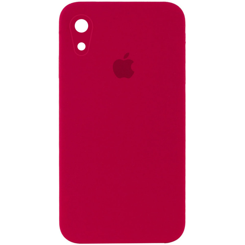 Чохол Silicone Case Square Full Camera Protective (AA) на Apple iPhone XR (6.1") (Червоний / Rose Red)