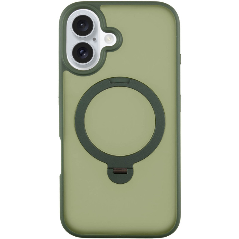 TPU+PC чехол Metal Buttons with Magnetic Safe Colorful HQ Ring для Apple iPhone 16 (6.1") (Green)